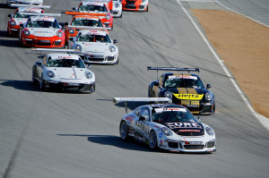 Leading every lap, Michael Lewis won both IMSA GT3 Cup Challenge USA by Yokohama races on Sunday, May 4, at Mazda Raceway Laguna Seca. Photo by Blake Blakely.