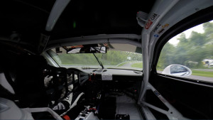 View of Connecticut's Lime Rock Park on the GoPro camera inside Michael's No. 98 Competition Motorsports/Curb-Agajanian Porsche 911.