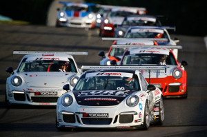 Passing cars was Michael Lewis' mission during Race 2 of the IMSA GT3 Cup Challenge USA by Yokohama on Saturday, June 28, 2014. He started 7th but worked through the field to finish 4th.