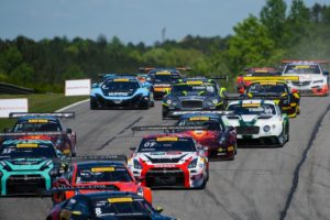 Pirelli World Challenge competitors fight for position at the start of Round 6 at Barber Motorsports Park on Saturday, April 23.