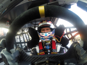 Michael Lewis and a crew member before taking to Circuit of The America's 3.4-mile track.