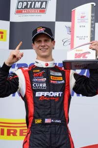 Michael Lewis earned two victories at Circuit of The Americas in the GTA class of the Pirelli World Challenge on March 7 and 8, 2015.