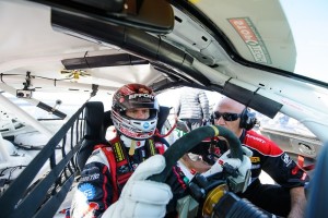 Michael Lewis and an EFFORT Racing crew member strategize before Michael heads out onto the temporary race circuit in St. Petersburg, Florida, on Sunday, March 29.