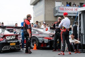 EFFORT Racing team waiting for the start of Round 17 of the Pirelli World Challenge at Miller Motorsports Park in Tooele, Utah.