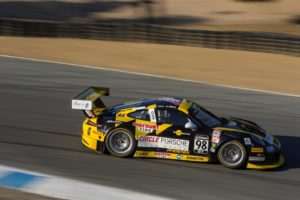 After getting hit on the first lap, Michael Lewis drove through the field and earned an admirable 11th place in Round 20 of the Pirelli World Challenge. Photos by MotorSportMedia/Halston Pitman.